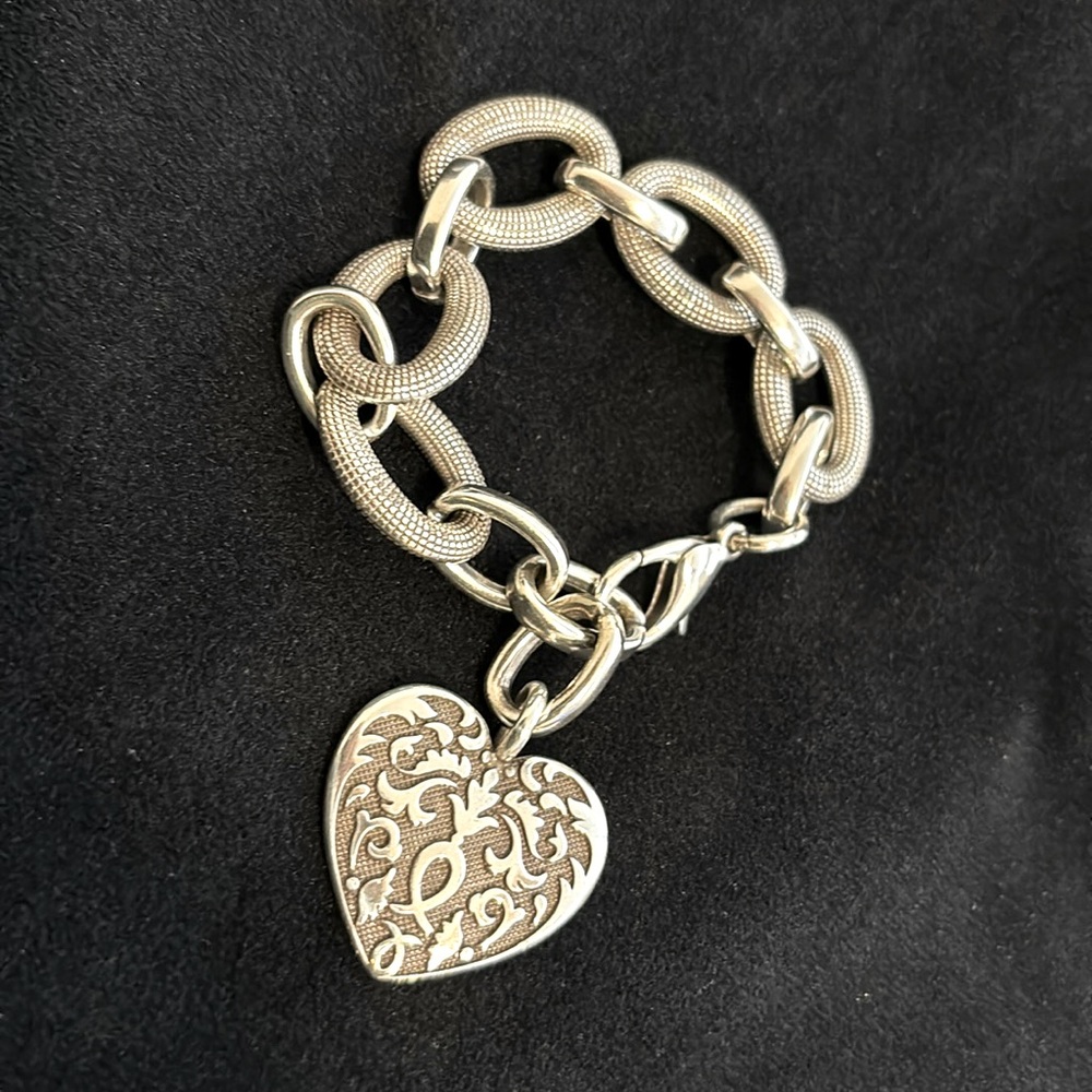 Brighton silver heavy link heart bracelet